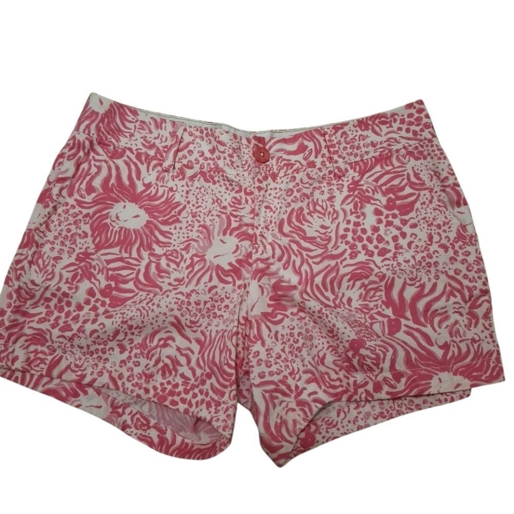 Lilly Pulitzer Pink Callahan Shorts Lion Print Size 10